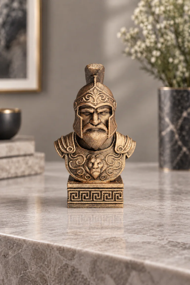 Ares büst 12 cm metalik bronz görünüm, önden çekim