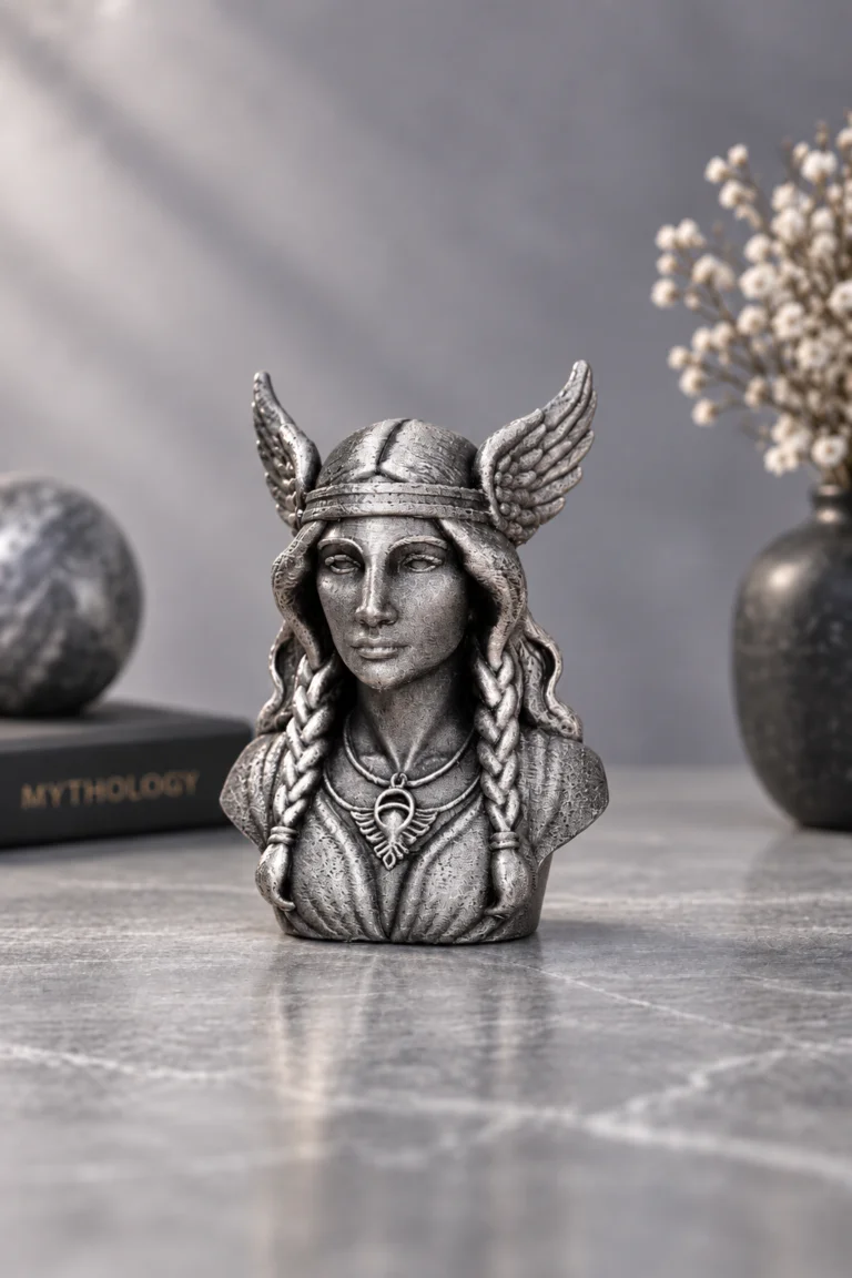 Freya büst 12 cm metalik gümüş görünüm, önden çekim
