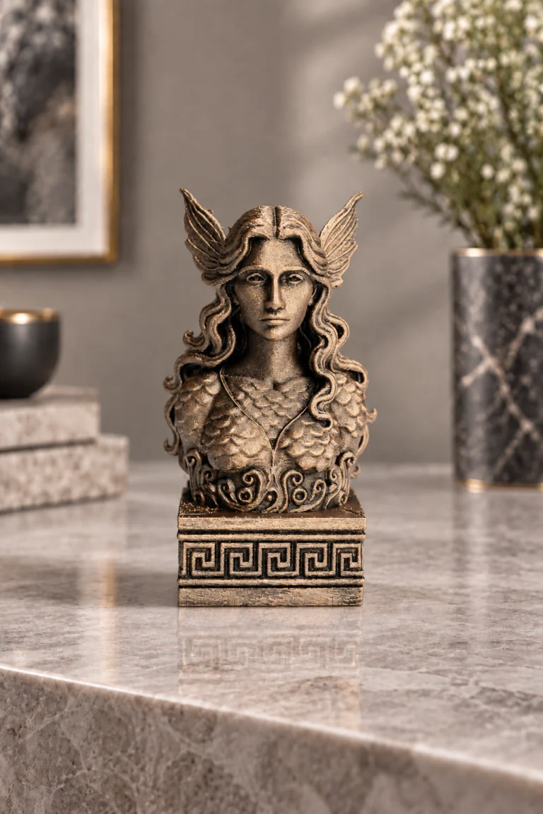 Rusalka büst 12 cm metalik bronz görünüm, önden çekim